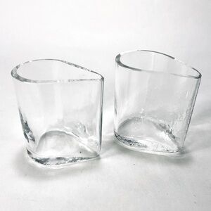 2 Dartington England Clear Glass Avocado Shaped Dressing Servers